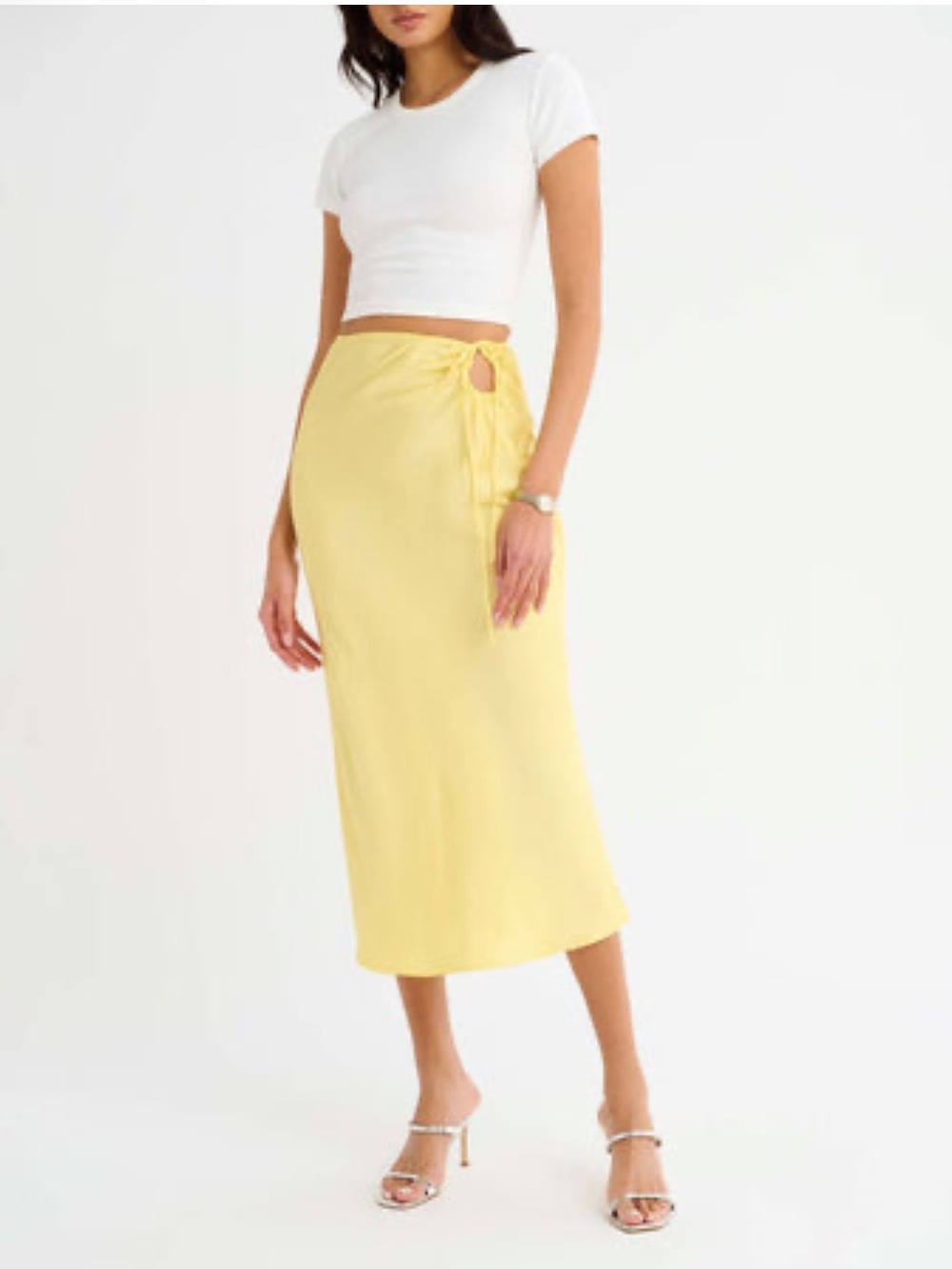 RUMORED Kauai Keyhole Midi Skirt in banana yellow